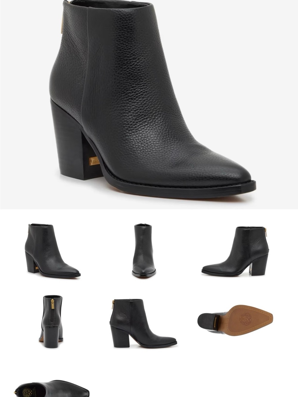 Vince Camuto Black Pebbled Leather Ankle Boot with Block Heel Pamalee Bootie